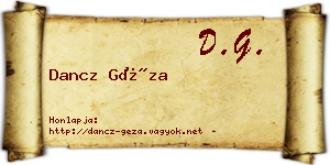 Dancz Géza névjegykártya